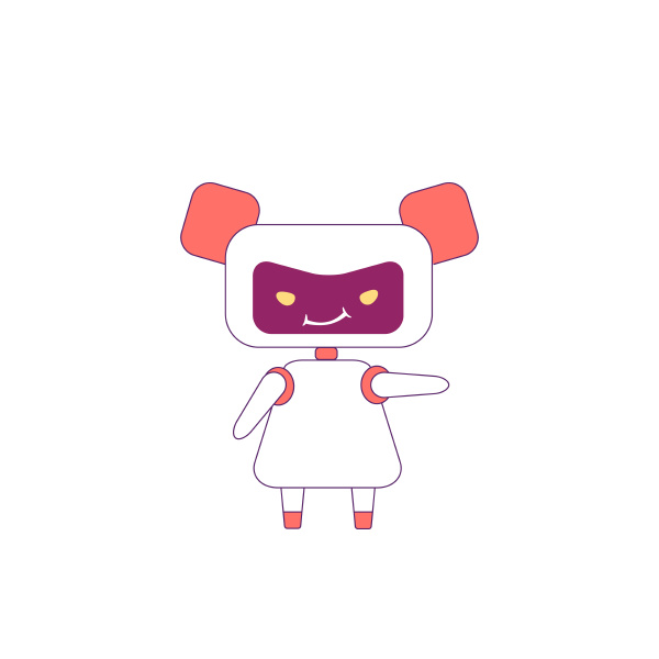 cute smiling modern robot red linear