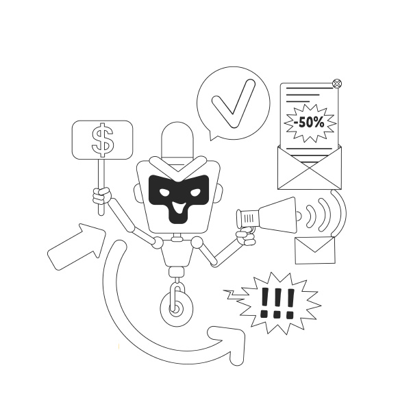 spam bot thin line concept vector