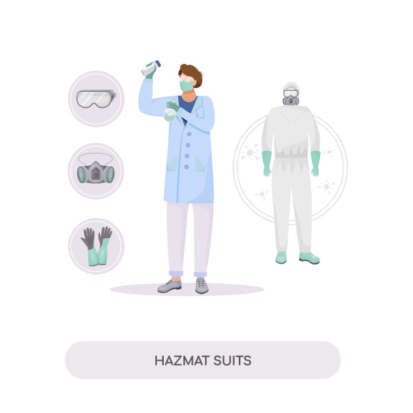 hazmat suits flat concept vector illustration