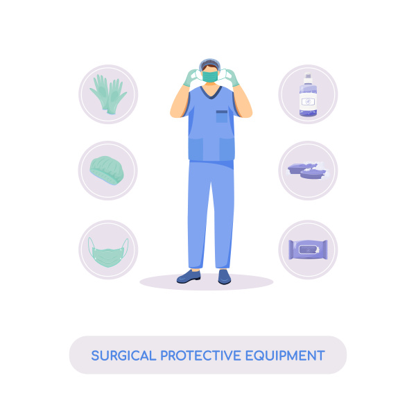 surgical protective equipment flat concept vector
