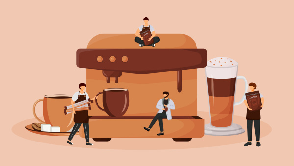 automatic coffee machine flat concept vector