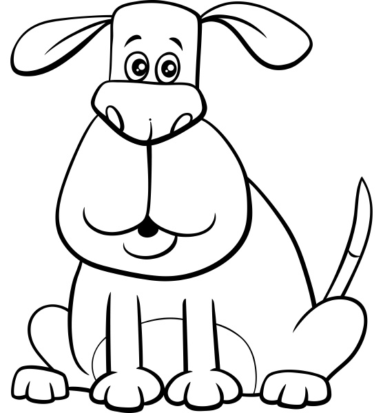 cartoon sitting dog coloring book page - Stock image #28708322 ...