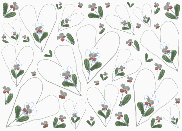 heart and flower pattern on white