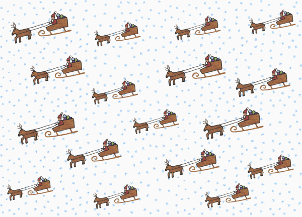 illustration santa claus and sleigh pattern