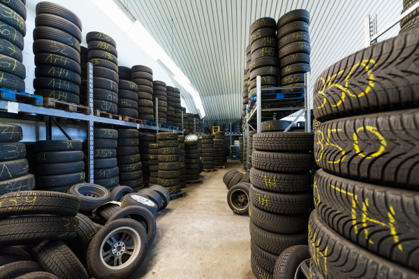 interior of rubber tires at illuminated