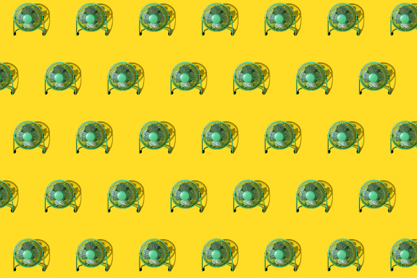 green electricfans against yellow background