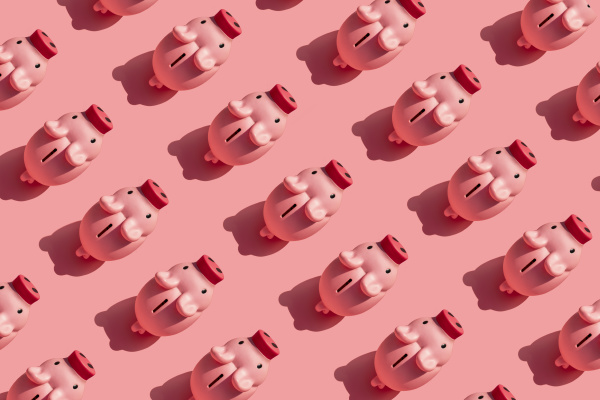 seamless pattern of rows of piggy