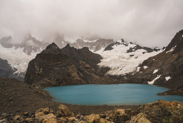 argentina small alpine lake in