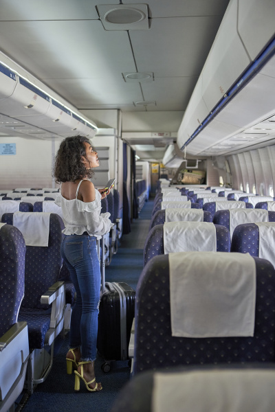 full length of young female passenger