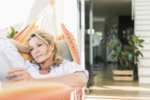 portrait of mature woman relaxing in