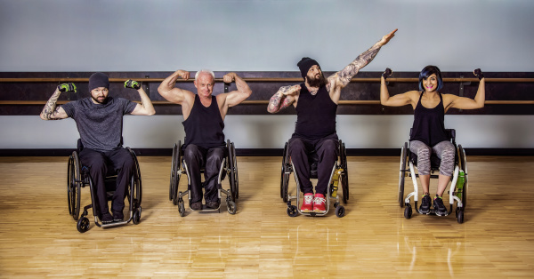 a group of paraplegic friends fooling