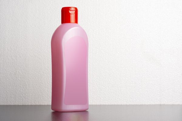 hair shampoo bottle in front of