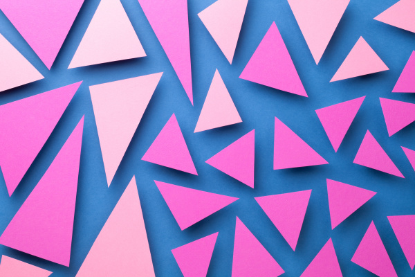 abstract composition with pink triangular paper