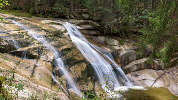 mumlava waterfall in czech giant mountains
