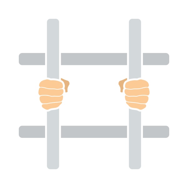hands holding prison bars icon