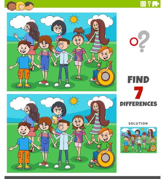 differences educational game with children and teens - Royalty free ...