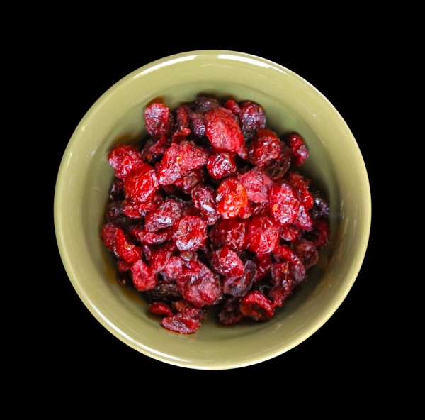 cranberries in a bowl isolated on