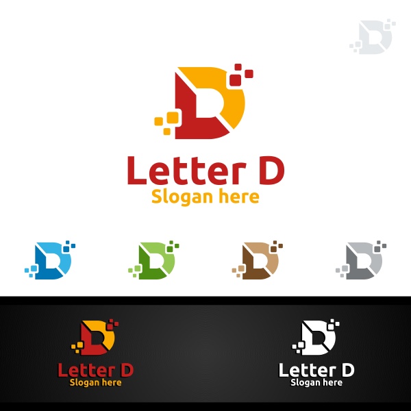 letter d for digital vector logo