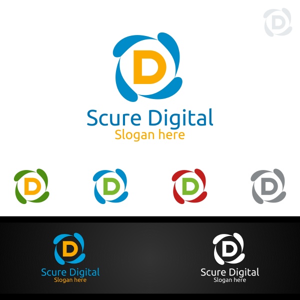 secure digital letter d for digital