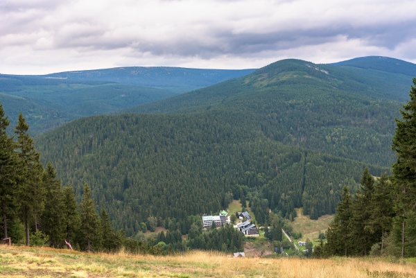 view of karkonosze from peak of