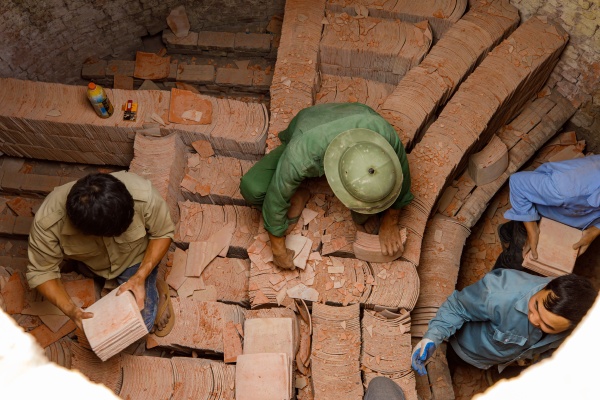 traditional kiln and tiles are handmade