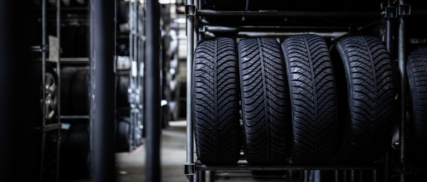 tyres being stored in a garage