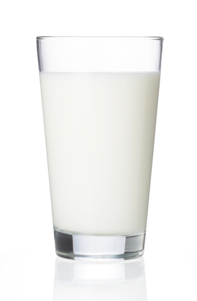 milk in a glass placed on