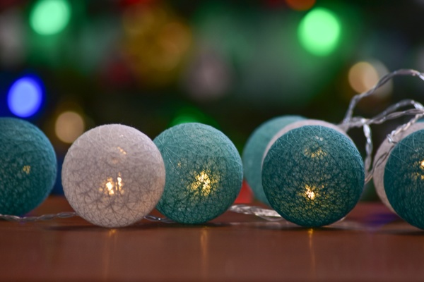bokeh background of electric garland decorations