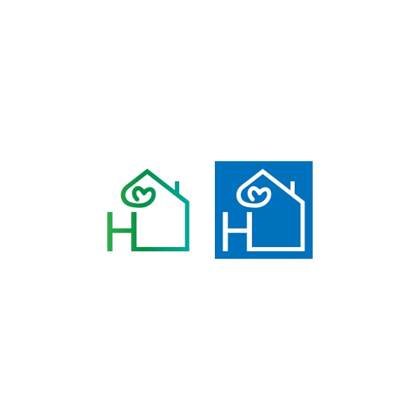 letter h house with love icon