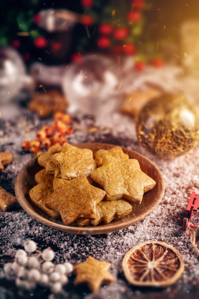 christmas background with christmas cookies