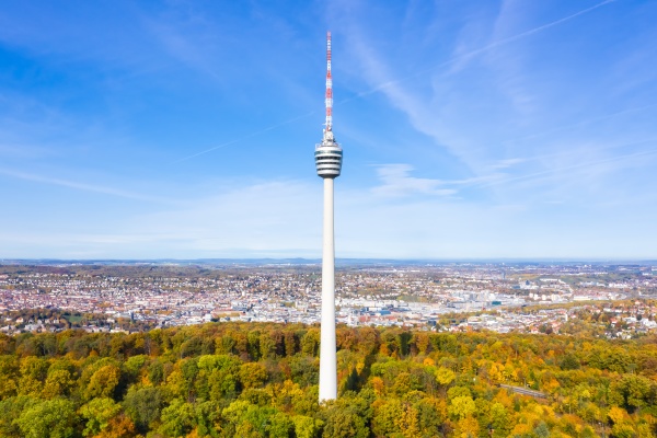 Stuttgart tv tower skyline aerial photo view town - Royalty free photo ...