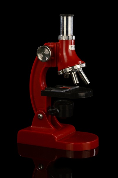 red scientific microscope