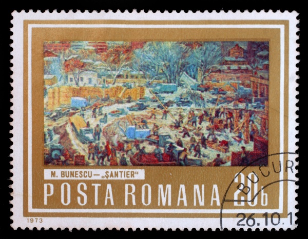 stamp printed in romania shows