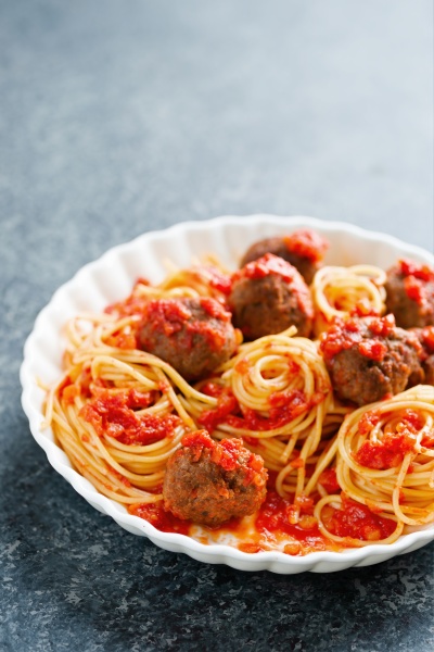 rustic italian american meatball spaghetti tomato