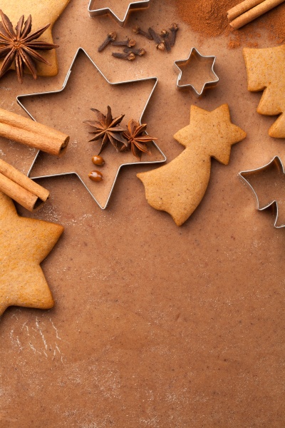 gingerbreads composition with homemade gingerbread cookies