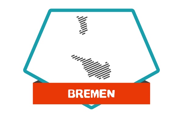 bremen bremerhaven map on blue red