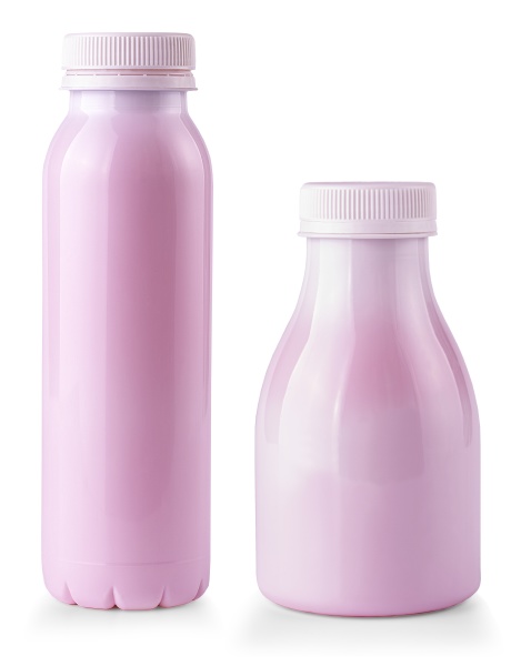 fruit yogurt bottles isolated on white