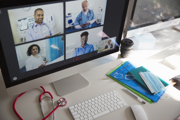 doctors and nurse video conferencing on