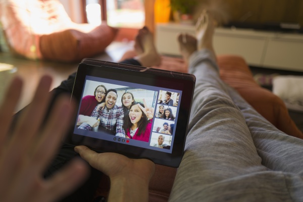pov families video chatting on digital
