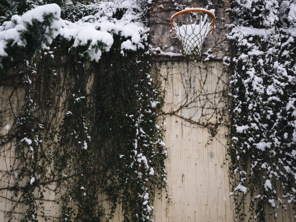 basketball hoop in winter