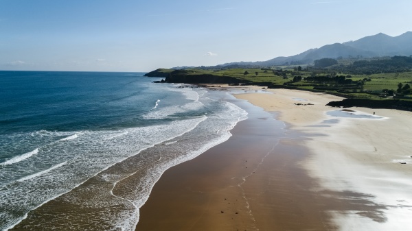 aerial view of sandy coastal beach