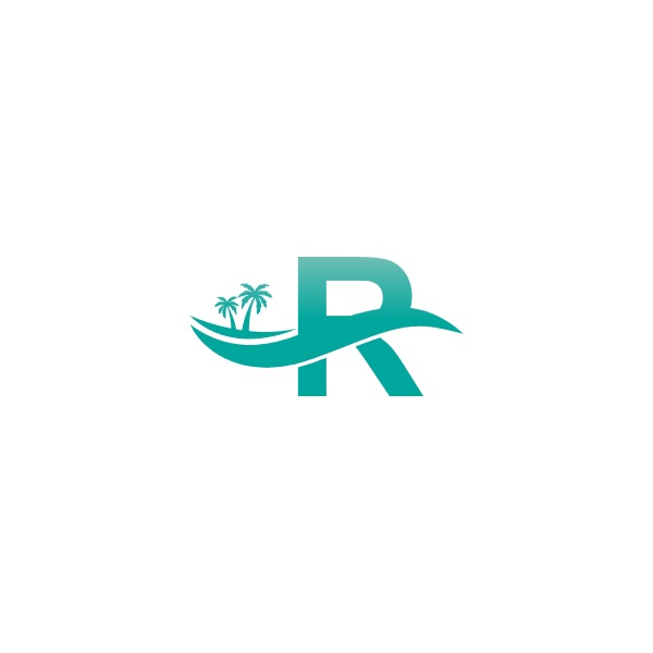letter r logo coconut tree