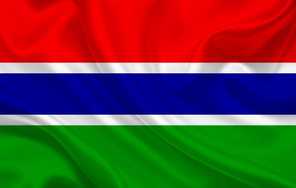 gambia country flag on wavy silk