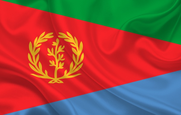 eritrea country flag on wavy silk