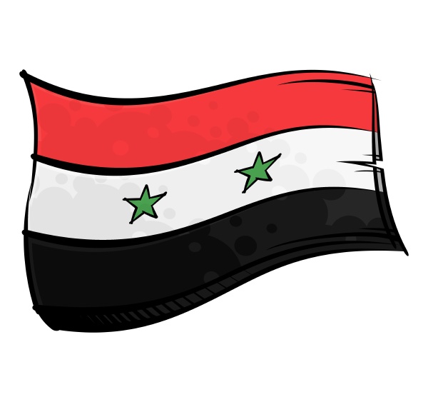 painted syria flag waving in wind