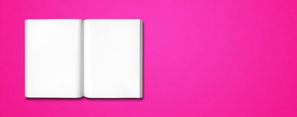 open book isolated on pink banner