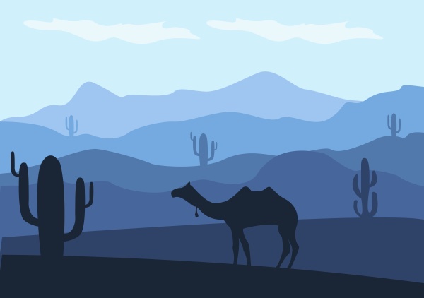 desert landscape with cactus hills
