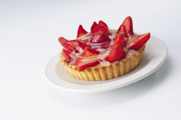 close up of strawberry tart