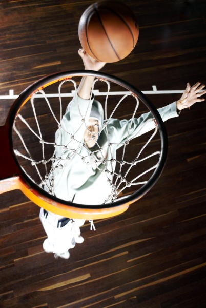 high angle view of a basketball
