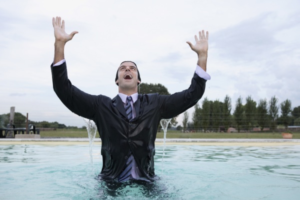businessman in a swimming pool